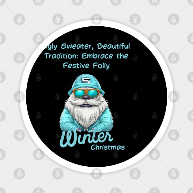 Ugly Sweater Yeti Magnet by FehuMarcinArt